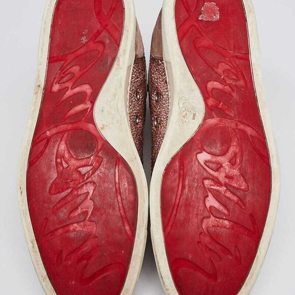 Christian Louboutin Pink Suede Crystal Bip Bip High Top Sneakers Size 10/40.5 - Picture 2 of 5